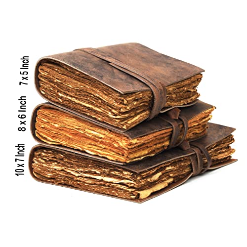 CREATIVE LEATHER ART Handmade Vintage Leather Journal for Men & Women – Refillable Travel Diary, Antique Deckle Edge Paper, Rustic Writing Notebook for Sketching, Poetry, or Gift (13 x 10 Inch) - Image 3
