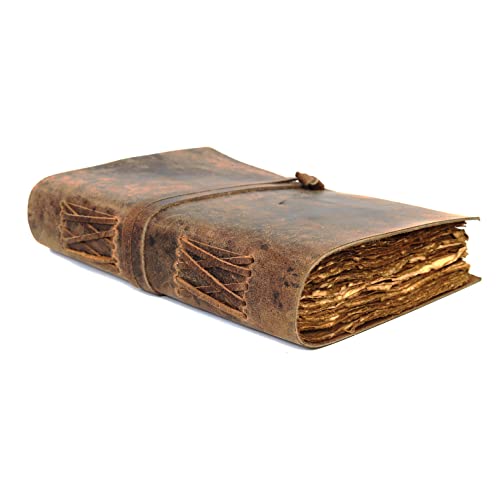 CREATIVE LEATHER ART Handmade Vintage Leather Journal for Men & Women – Refillable Travel Diary, Antique Deckle Edge Paper, Rustic Writing Notebook for Sketching, Poetry, or Gift (13 x 10 Inch) - Image 1