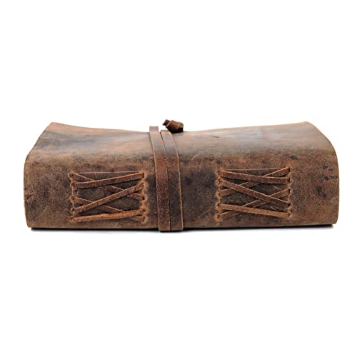 CREATIVE LEATHER ART Handmade Vintage Leather Journal for Men & Women – Refillable Travel Diary, Antique Deckle Edge Paper, Rustic Writing Notebook for Sketching, Poetry, or Gift (13 x 10 Inch) - Image 5