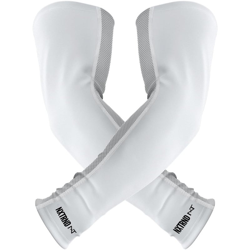 NXT NXTRND Nxtrnd Air-TEK Arm Sleeves, Breathable Football Arm Sleeves, Compression Arm Sleeves for Men, Sold as a Pair (Medium, White) - Image 1