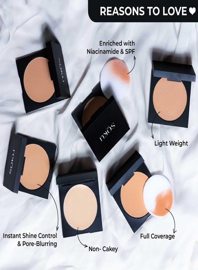 SOKU Wake Up to Make Up Matte Compact Powder with SPF, Castor Oil & Niacinamide | Lightweight & Shine Control | Long Lasting | Conceals Imperfections | Even Tone Complexion| Face Powder (Sea Shell 01) - 9 g - Image 4