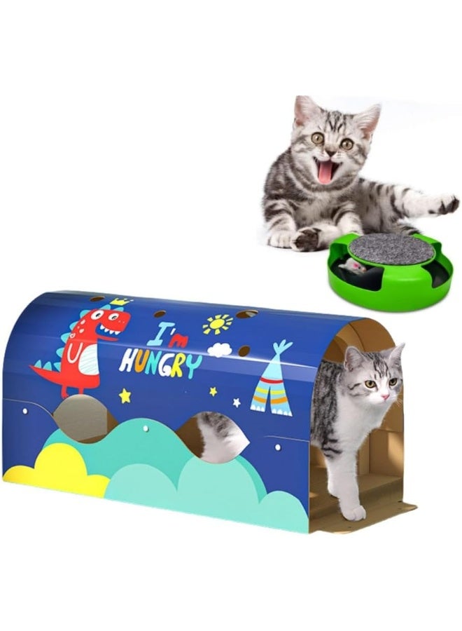 Mumoo Bear منزل مومو بير للقطط من الكرتون، سرير خدش كبير للقطط، منطقة استرخاء للقطط الداخلية مع صندوق خدش قابل للفصل للقطط - Image 1