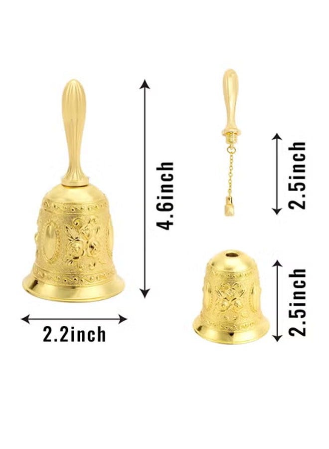Bukela Golden Hand Bell, Decorative Hand Bell, Engraved Bell Call Bell Handheld Bell for Wedding, School, Christmas, Alarm and Bedridden (Gold)  - Image 5