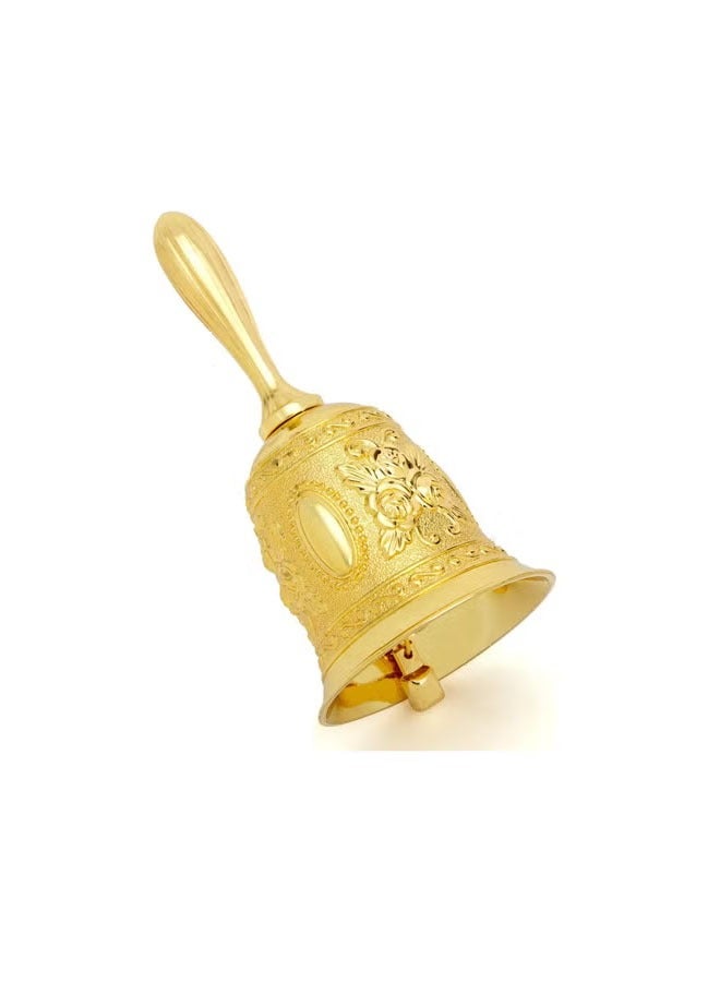 Bukela Golden Hand Bell, Decorative Hand Bell, Engraved Bell Call Bell Handheld Bell for Wedding, School, Christmas, Alarm and Bedridden (Gold)  - Image 1