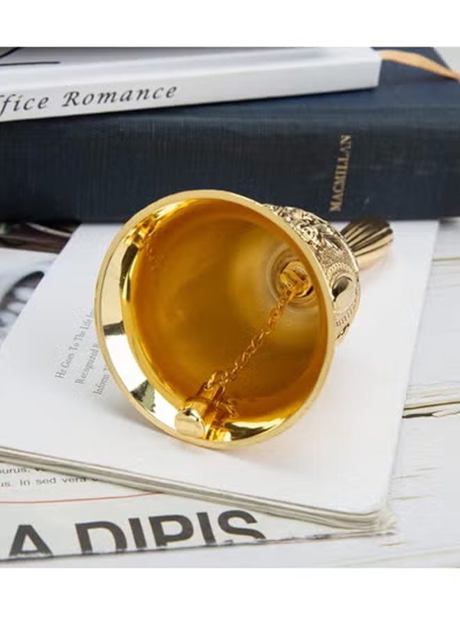 Bukela Golden Hand Bell, Decorative Hand Bell, Engraved Bell Call Bell Handheld Bell for Wedding, School, Christmas, Alarm and Bedridden (Gold)  - Image 2