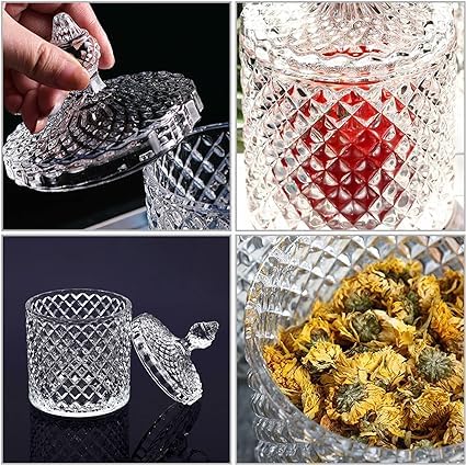 BIG CART Apothecary Jars 20 OZ Glass Jars with Lids Luxurious Crystal Bathroom Canisters Storage Organizer for Bath SaltsBombs Cotton BallsSwabsMakeup Sponges Clear - Image 5