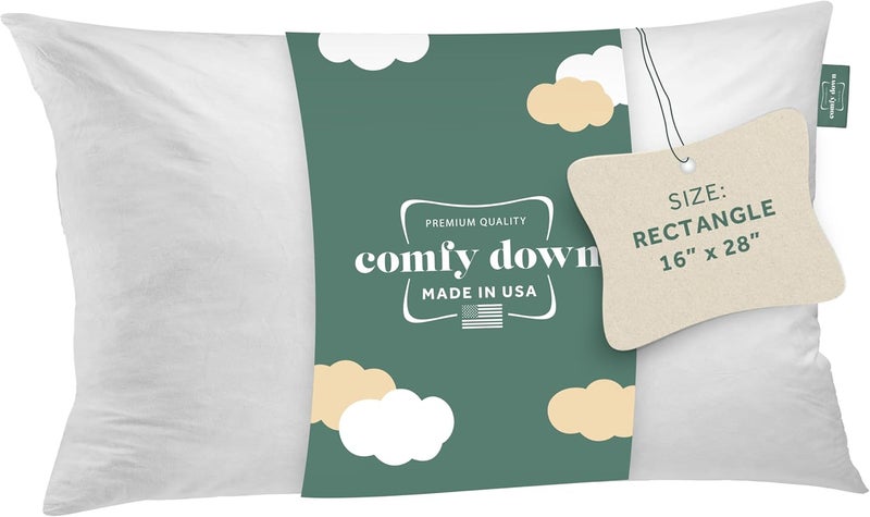 ComfyDown Decorative Throw Pillow Insert, Down and Feather Fill, 100% Cotton Cover, 233 Thread Count - Made in USA (16" X 28") - Image 1