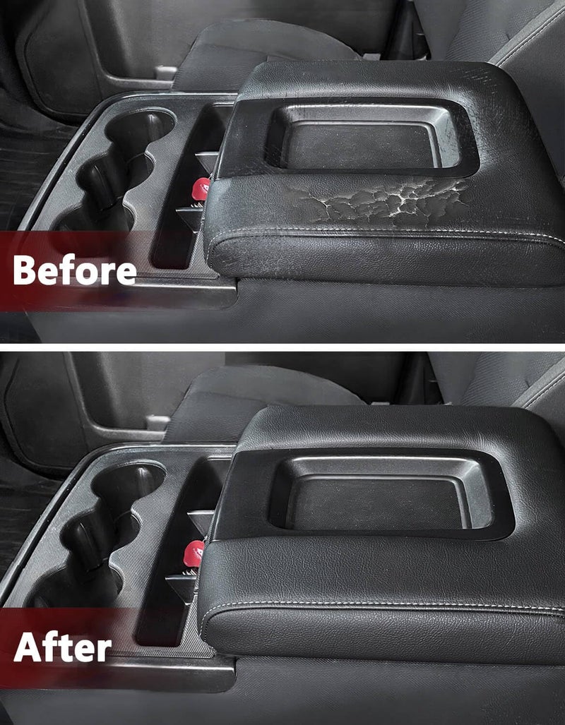 KBH Auto Center Console Armrest Cover Replacement for Chevrolet Silverado & GMC Sierra 1500 2500 3500 2014-2018, Vinyl Leather Middle Console Lid Upholstery, Split Bench Jump Seat (Black-Gray Stitch) - Image 4