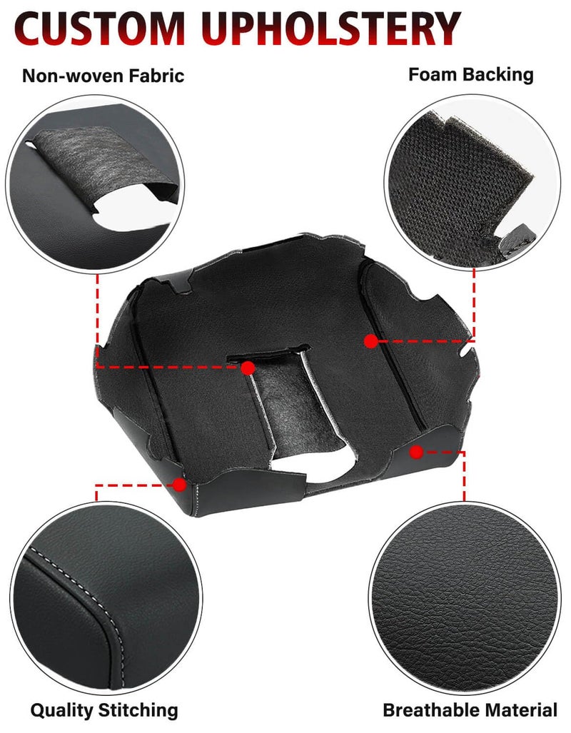 KBH Auto Center Console Armrest Cover Replacement for Chevrolet Silverado & GMC Sierra 1500 2500 3500 2014-2018, Vinyl Leather Middle Console Lid Upholstery, Split Bench Jump Seat (Black-Gray Stitch) - Image 3