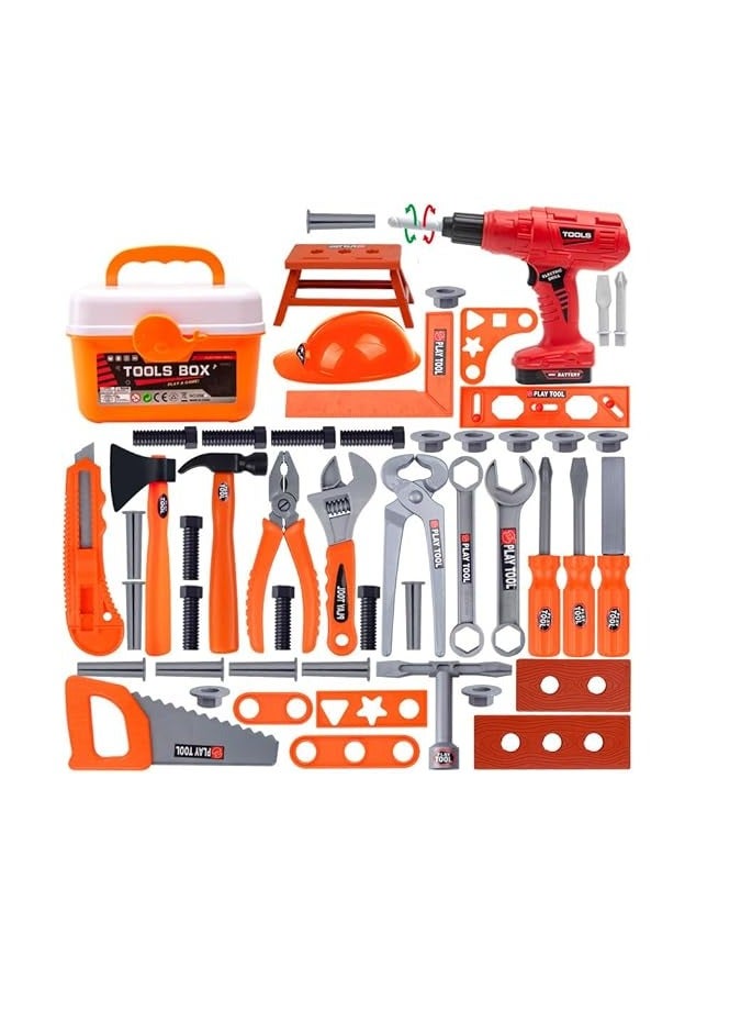 Kids Tool Set -42 PCS Durable Pretend Play Tool Toys for Toddler, Kids Electric Power Drill Toys Construction Tool Kit Playset Accessories Gift for Girls Boys Ages 3-8 Years Old (باللغة الإنجليزية)