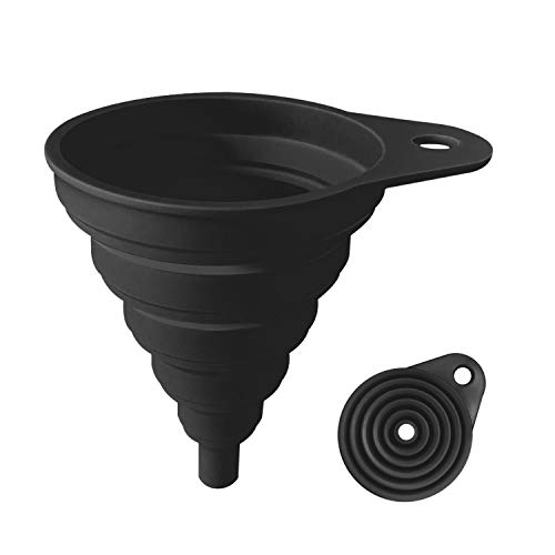 ANNIOCA Funnels for Kitchen Use, Food Grade Silicone Collapsible Kitchen Funnel (Black) - Image 1