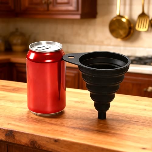 ANNIOCA Funnels for Kitchen Use, Food Grade Silicone Collapsible Kitchen Funnel (Black) - Image 4