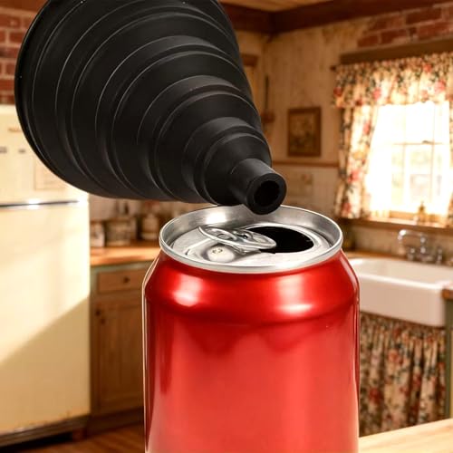 ANNIOCA Funnels for Kitchen Use, Food Grade Silicone Collapsible Kitchen Funnel (Black) - Image 5