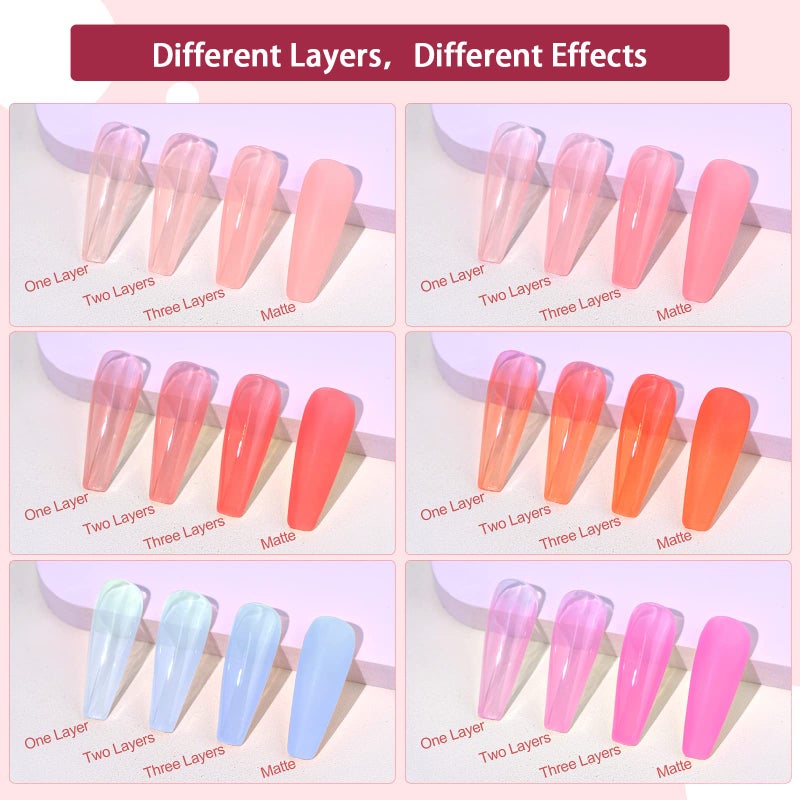 SAVILAND Jelly Gel Nail Polish Set, 30 Colors Translucent Nude Pink Transparent Nail Polish Set with 180 Sheer/Matte/Glossy Effects for Nail Salon DIY Home Christmas Holiday Gift Set - Image 2