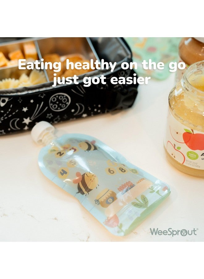 WeeSprout Double Zipper Reusable Food Pouches, Perfect for Babies & Toddlers, Freezer & Dishwasher Safe (Animals, 7 Fl Oz (Pack of 6) + Pouch Filler) - Image 4
