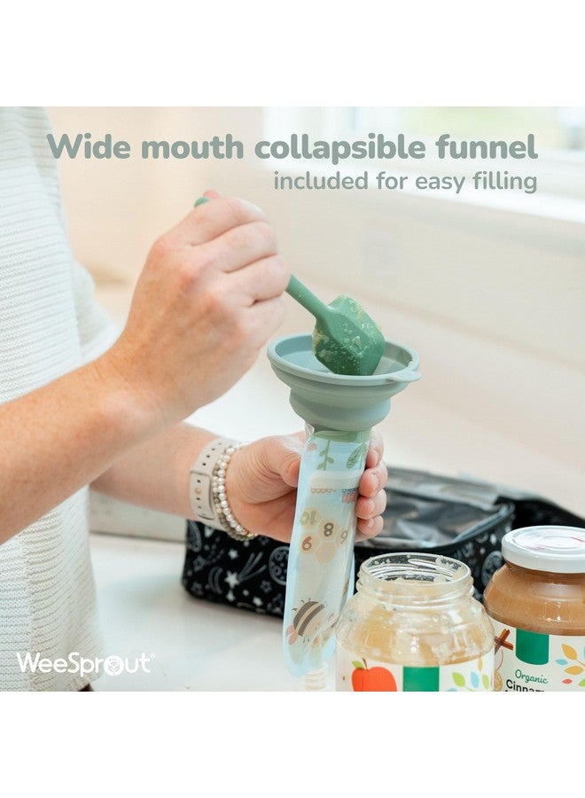 WeeSprout Double Zipper Reusable Food Pouches, Perfect for Babies & Toddlers, Freezer & Dishwasher Safe (Animals, 7 Fl Oz (Pack of 6) + Pouch Filler) - Image 5