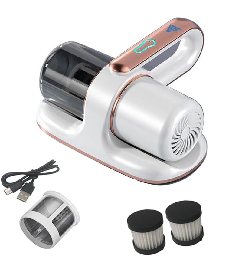 Handheld Mattress Vacuum Cleaner, Cordless Handheld Bed Vacuum Cleaner with Hepa, Effectively Clean Up Bed Sheet Pillow Couch(White)2 filter - Image 1