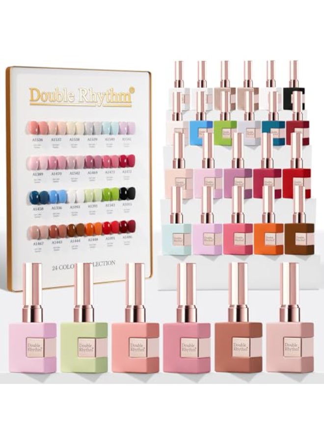 Double Rhythm 28Pcs 05Oz Gel Nail Polish Set Same Color Same Bottle Soak Off Gel Polish Kit Nail Art Manicure Salon DIY at Home for Women White Pink CollectionT242 - Image 1