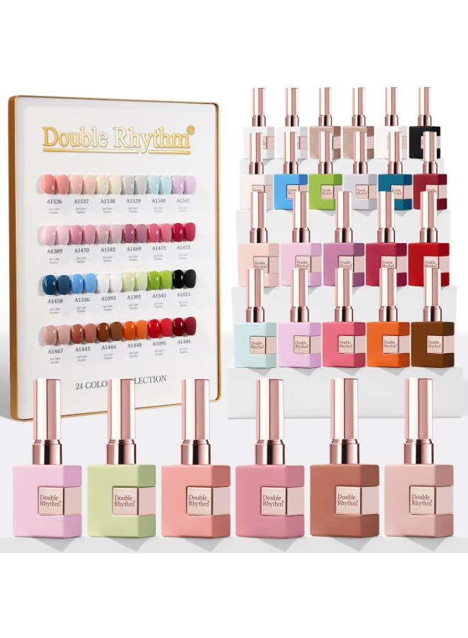 Double Rhythm 28Pcs 05Oz Gel Nail Polish Set Same Color Same Bottle Soak Off Gel Polish Kit Nail Art Manicure Salon DIY at Home for Women White Pink CollectionT242 - Image 2