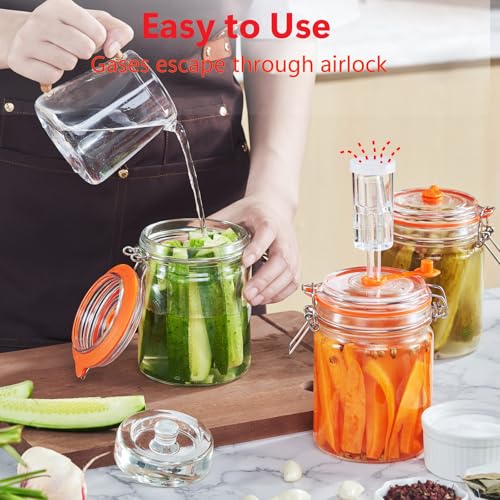 JILLMO Fermentation Jar, 700ml Fermenting Kit with Fermentation Weights and Airlocks, Pack of 2 - Image 5