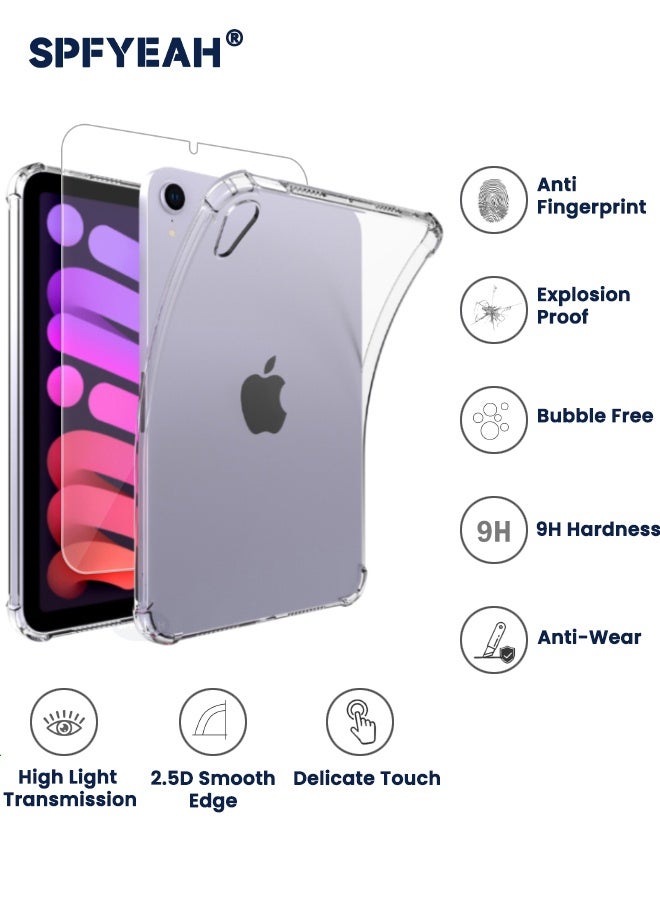 SPFYEAH [2-in-1] iPad mini 7 (A17 Pro, 2024 Model, 7th) / Mini 6 (2021 Model, 6th) Case with HD Tempered Glass Screen Protector, Slim and Light, Yellowing Resistant, Shockproof Impact Resistant Flexible Cover for iPad Mini 7/ 6 8.3 inch (Clear)  - Image 3