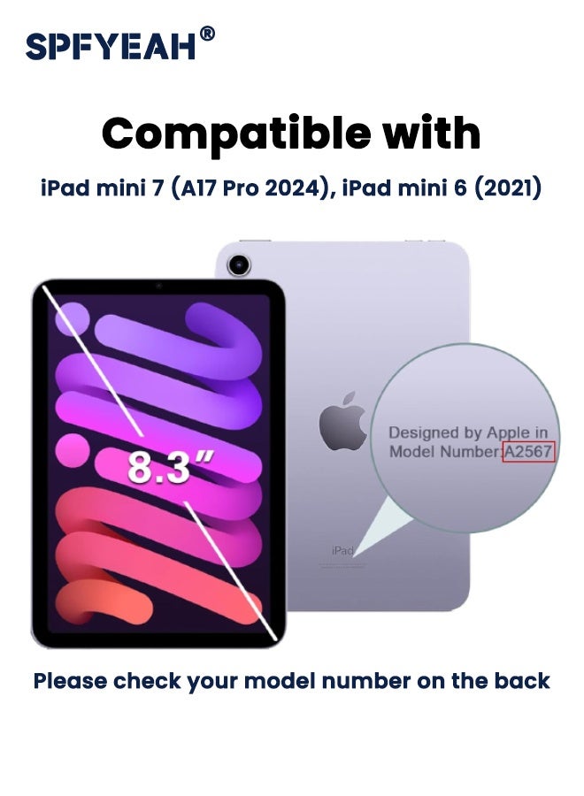 SPFYEAH [2-in-1] iPad mini 7 (A17 Pro, 2024 Model, 7th) / Mini 6 (2021 Model, 6th) Case with HD Tempered Glass Screen Protector, Slim and Light, Yellowing Resistant, Shockproof Impact Resistant Flexible Cover for iPad Mini 7/ 6 8.3 inch (Clear)  - Image 2