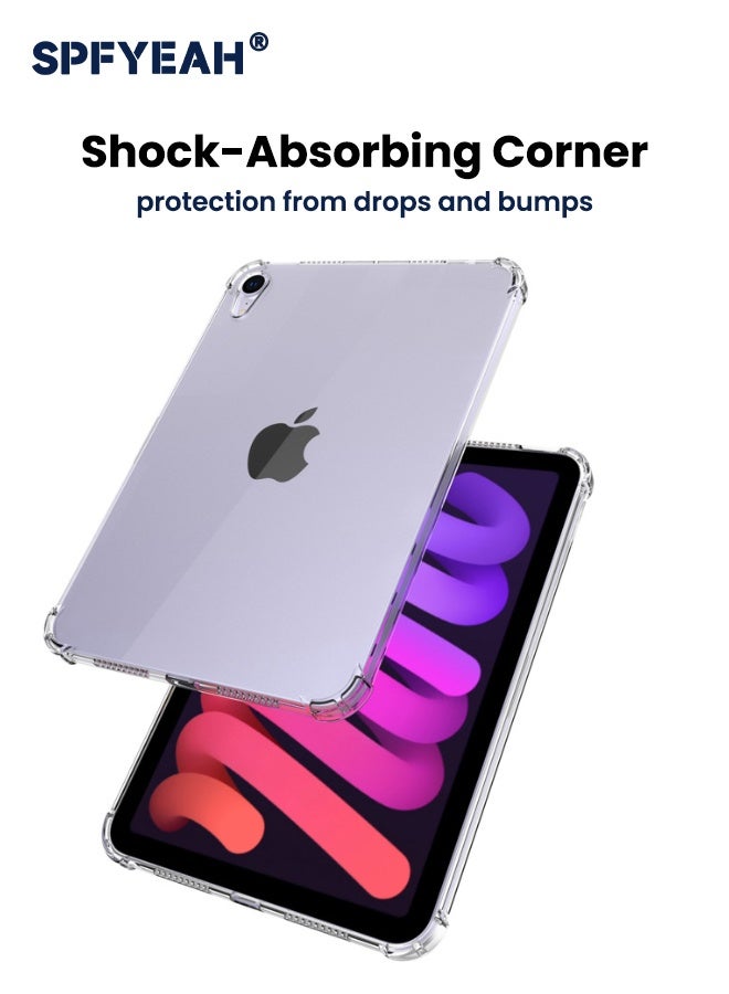 SPFYEAH [2-in-1] iPad mini 7 (A17 Pro, 2024 Model, 7th) / Mini 6 (2021 Model, 6th) Case with HD Tempered Glass Screen Protector, Slim and Light, Yellowing Resistant, Shockproof Impact Resistant Flexible Cover for iPad Mini 7/ 6 8.3 inch (Clear)  - Image 4