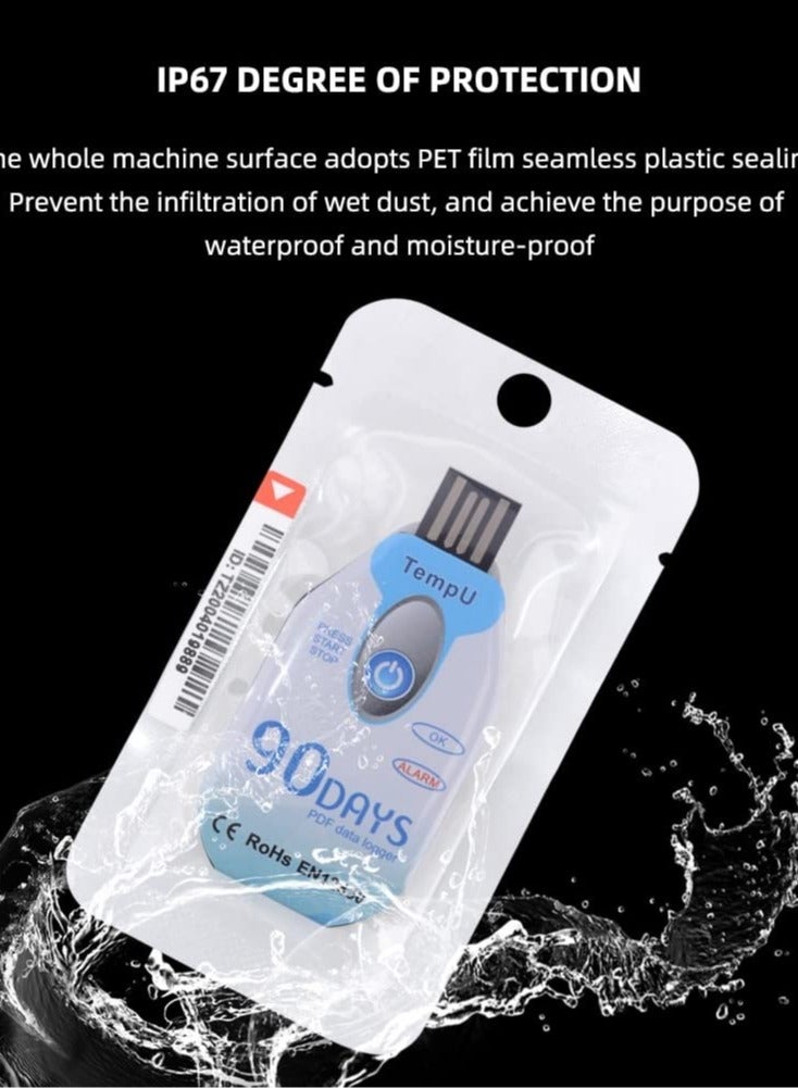 90 Day Disposable Temperature Data Logger with USB 2.0 Port PDF Blue 2.7 x 1.3in - Image 5