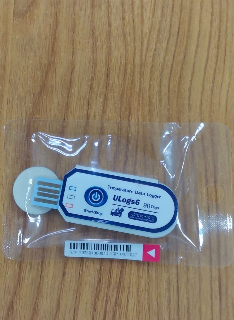 90 Day Disposable Temperature Data Logger with USB 2.0 Port PDF Blue 2.7 x 1.3in - Image 1