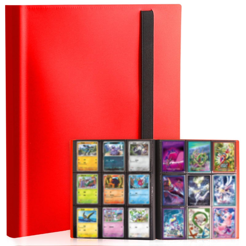 SRISE Card Binder 9Pockets Trading Card Binder 20 Pages 360 Card Capacity Collection Binder Card Folder for MTG TCG Game Cards Sports CardsRed - Image 2