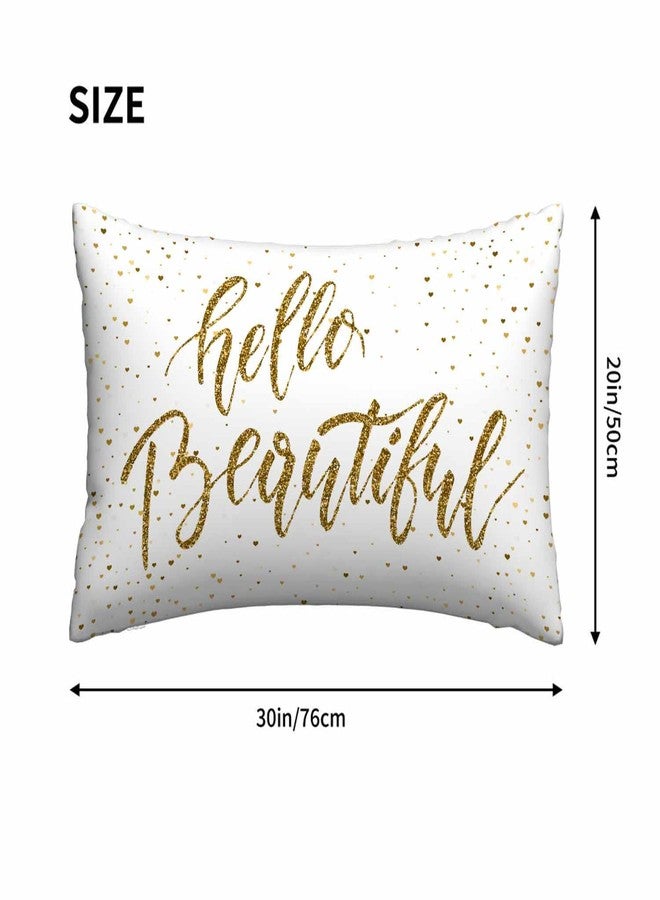 Mugod Rectangle Throw Pillow Cover Gold Glitter Motivational Quote Hello Beautiful,Decorations Cushion Case for Sofa Couch 20x30 Inches Pillowcase - Image 4