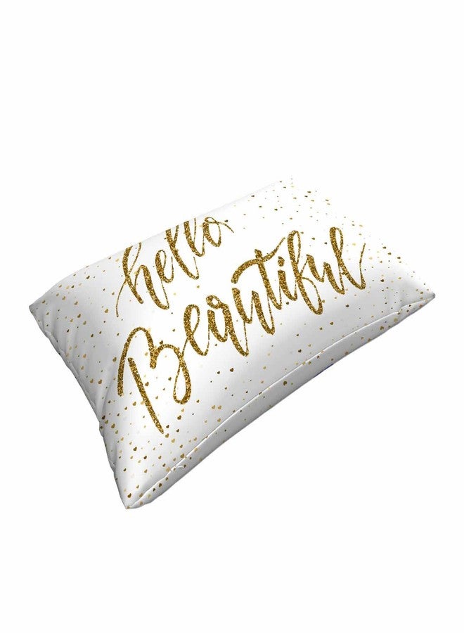 Mugod Rectangle Throw Pillow Cover Gold Glitter Motivational Quote Hello Beautiful,Decorations Cushion Case for Sofa Couch 20x30 Inches Pillowcase - Image 3