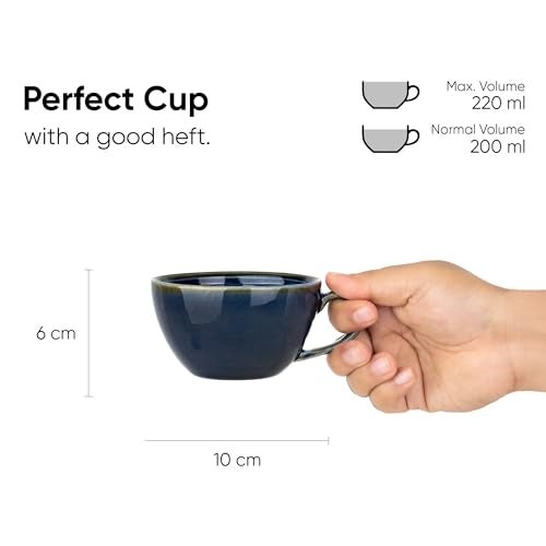 Shay Coffee Cup Saucer Set, Blue Green, 250ml | Ceramic Mug | Glossy Finish | Porcelain | Microwave Safe (Coffee Cup Saucer - Blue Green) - Image 5