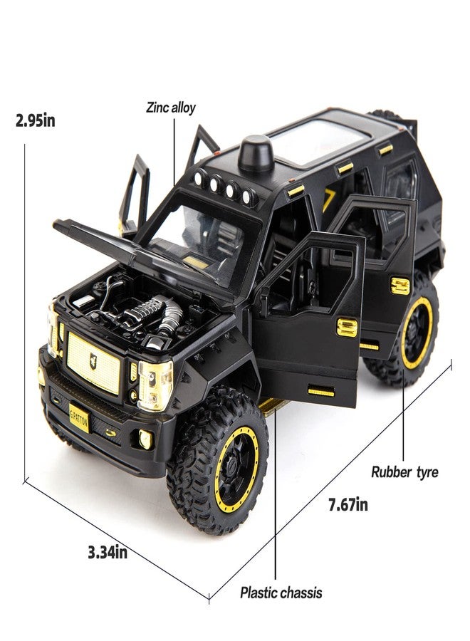 BDTCTK Compatible for 1:24 G.Patton Car Model, Diecast Pull Back Car Toy car, Doors Open, Light and Sound, Boys Toys Kids Adults Gifts Black - Image 2