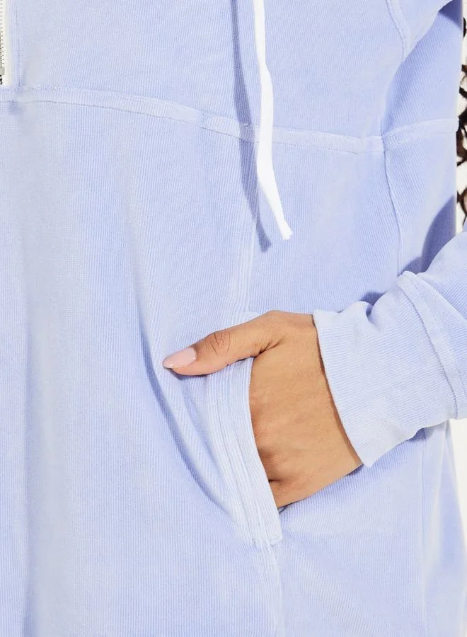 تايك تو سويت شيرت كوردروي فضفاض بسحَّاب غلق