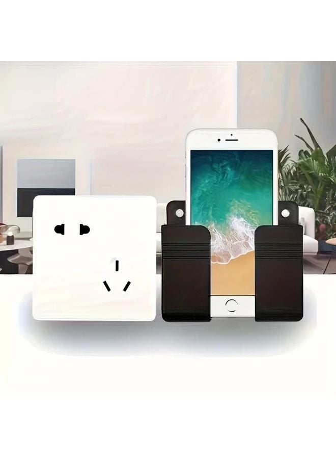 White Wall Mounted Phone Holder No Drill Installation Remote Control Storage - Image 4