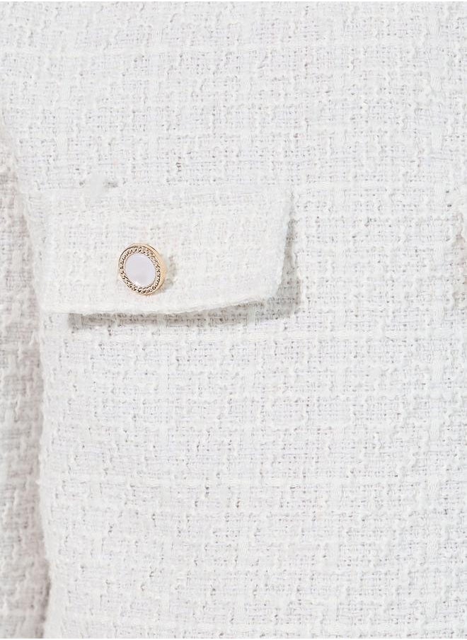 Styli Pleated Hem Tweed Dress with Flap Detail  - Image 3