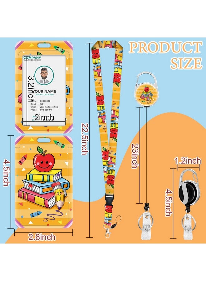 VOCHIC Cute Teacher Id Badge Holder With Breakaway Lanyard Fashionable Lanyards For Id Badges And Keys Cute Apple Badge Reel Retractable Id Card Holder Keychain Name Badge Clip Nurse Teacher Gifts - Image 5