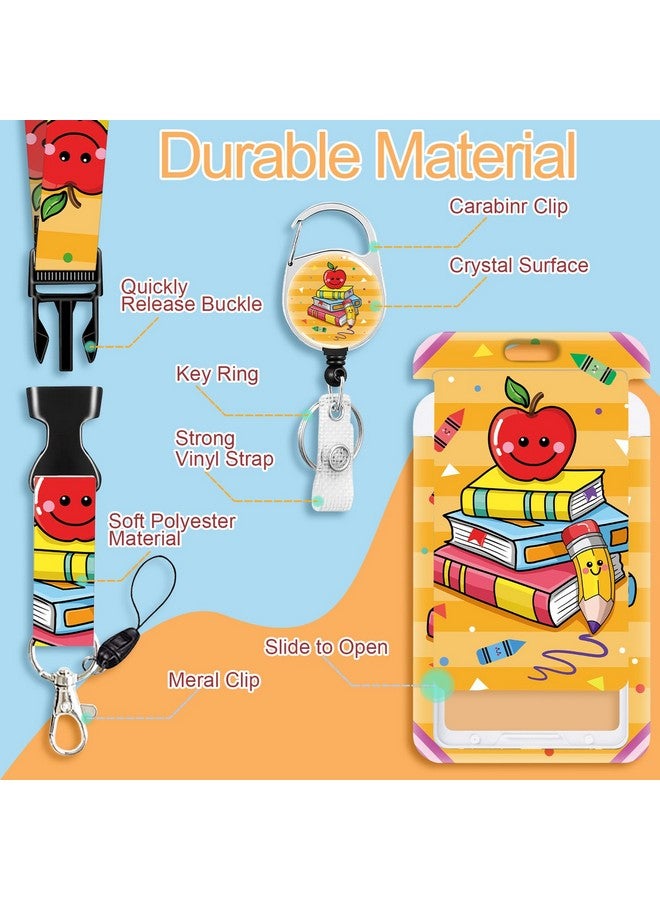 VOCHIC Cute Teacher Id Badge Holder With Breakaway Lanyard Fashionable Lanyards For Id Badges And Keys Cute Apple Badge Reel Retractable Id Card Holder Keychain Name Badge Clip Nurse Teacher Gifts - Image 4