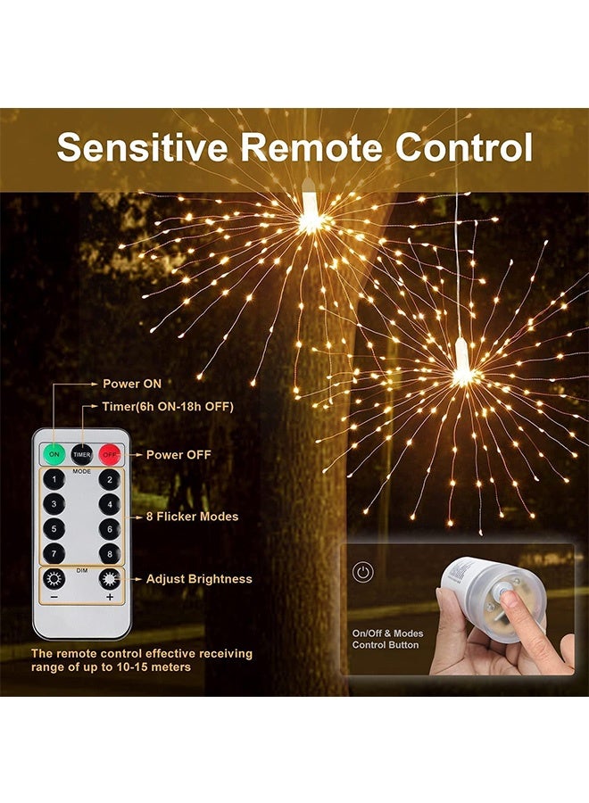 JCB CHIC Solar String Lights 120LED Outdoor Copper Wire Light Fairy Lights Waterproof Starry Light for Bedroom Patio Garden Party Wedding Holiday Festival Decoration Light 2Pack (120led Warm Color - Battery) - Image 3