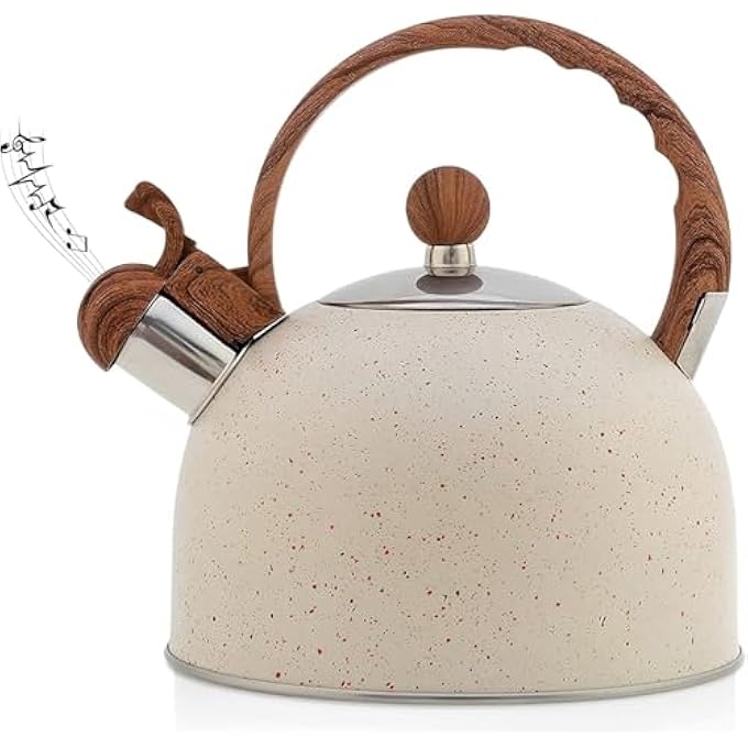 Tazweeq Tea Kettle Stainless Steel Stovetop Teapot 25L Whistling Kettle Beige - Image 1