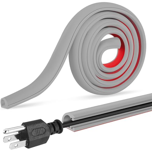 Serplex® 6.6ft PVC Cord Cover for Wall Self Adhesive Floor Cord Hider Wall Wire Holder Hider Cuttable Soft Cable Hider Side Open Flexible Wire Cover Cable Covers, for 1 Wire About 0.24" Diameter - Image 1