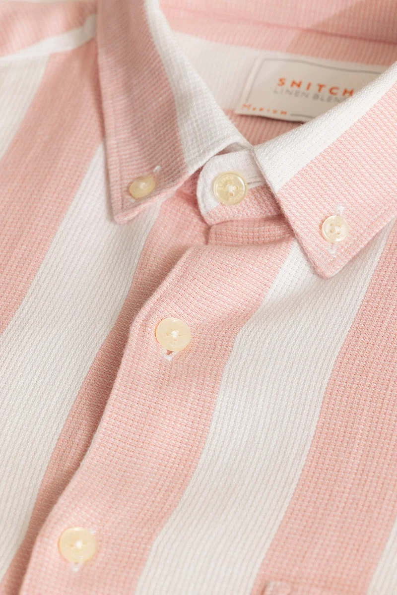 SNITCH Pulse Light Pink Stripes Linen Shirt
