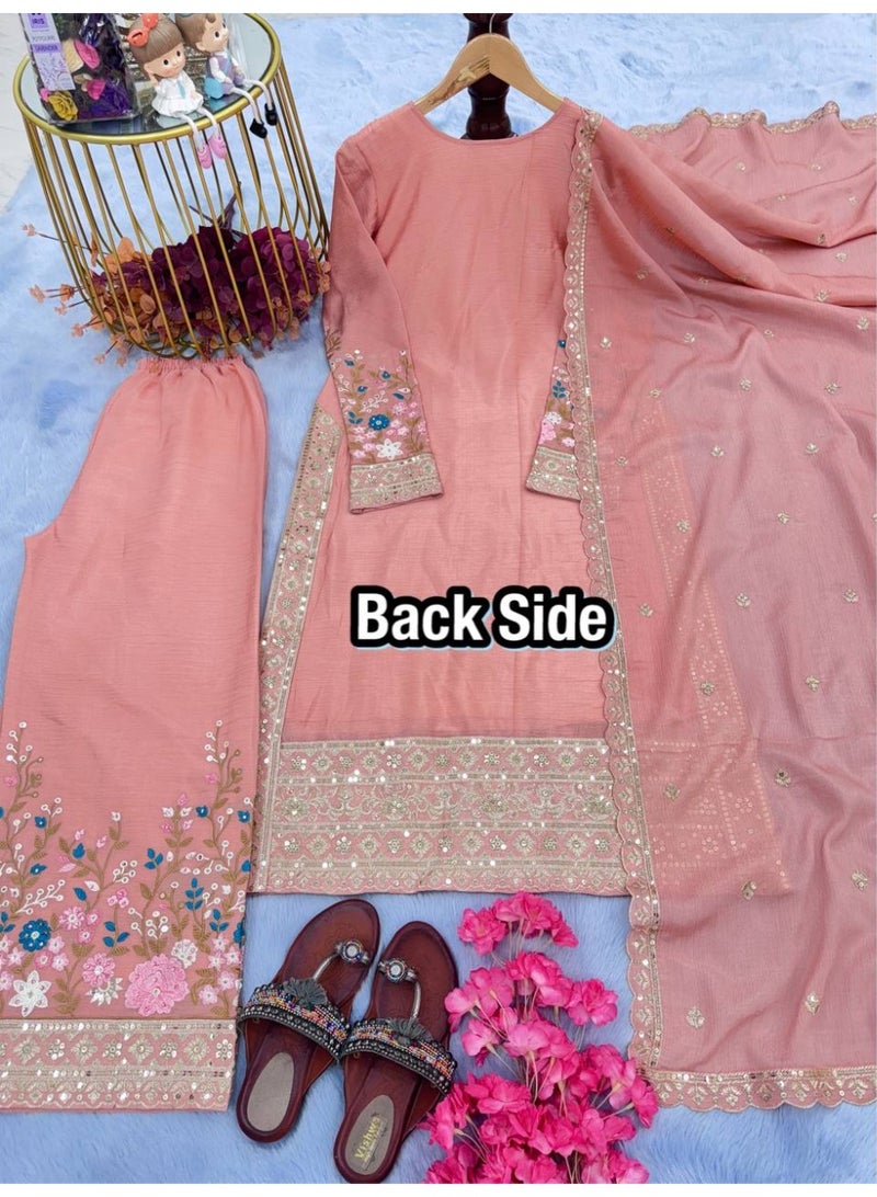 Super Asian Designer Heavy Silk salwar kamez Set with Embroidery, Diamond & Hand Work – Premium Festive Wear  - Image 5