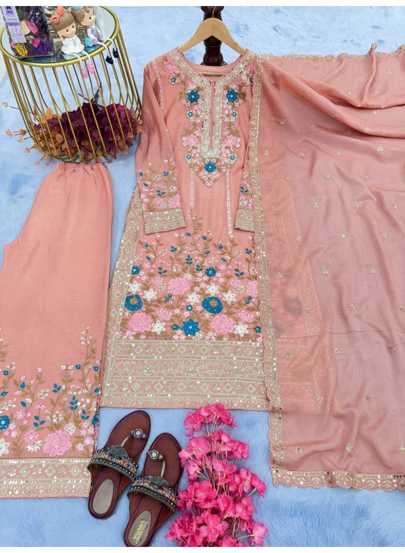 Super Asian Designer Heavy Silk salwar kamez Set with Embroidery, Diamond & Hand Work – Premium Festive Wear  - Image 4