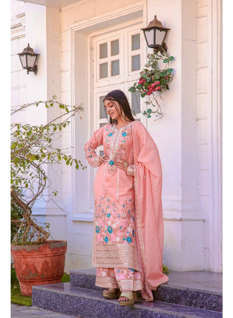 Super Asian Designer Heavy Silk salwar kamez Set with Embroidery, Diamond & Hand Work – Premium Festive Wear  - Image 3