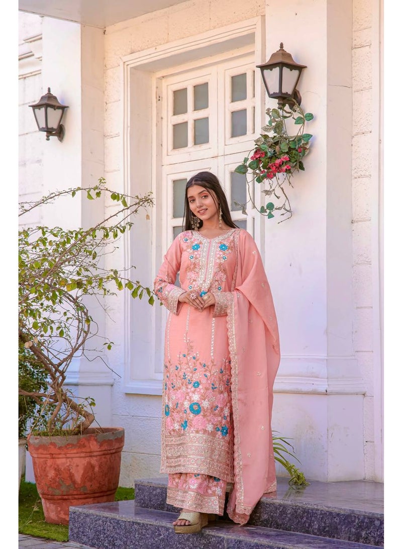 Super Asian Designer Heavy Silk salwar kamez Set with Embroidery, Diamond & Hand Work – Premium Festive Wear  - Image 1