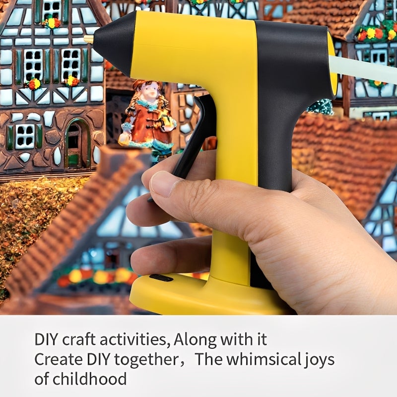 Cordless Hot Glue Gun: Yellow 2000mAh Battery 30-Second Fast Preheating - Smart Auto-Off Wireless Glue Gun Kit With 30 Premium 7mm Glue Sticks for DIY Crafts Home Repairs Portable Crafting - Image 3