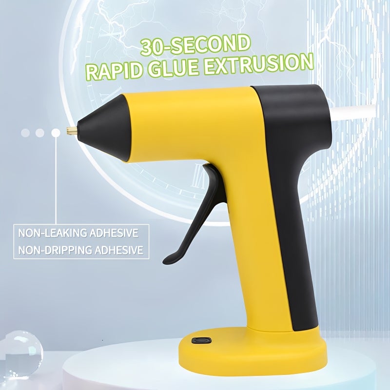 Cordless Hot Glue Gun: Yellow 2000mAh Battery 30-Second Fast Preheating - Smart Auto-Off Wireless Glue Gun Kit With 30 Premium 7mm Glue Sticks for DIY Crafts Home Repairs Portable Crafting - Image 2
