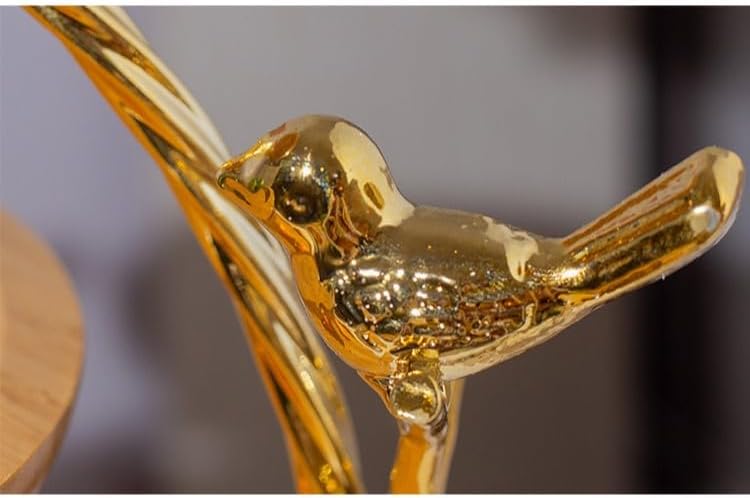 LANDTOM 3Tier Fruit Basket Electroplating Metal Stand Decorative Fruit Bowl Rack Bamboo Wooden Storage Trays Table Countertop Holder for Vegetables Bread Snack for Kitchen Home Use Gold Type D - Image 5